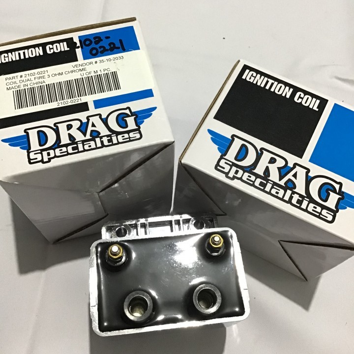 Chrome 2102-0221 Drag Specialties 3 OHM Dual Fire Ignition Coil Chrome 2102-0221 Drag Specialties 3 OHM Dual Fire Ignition Coil