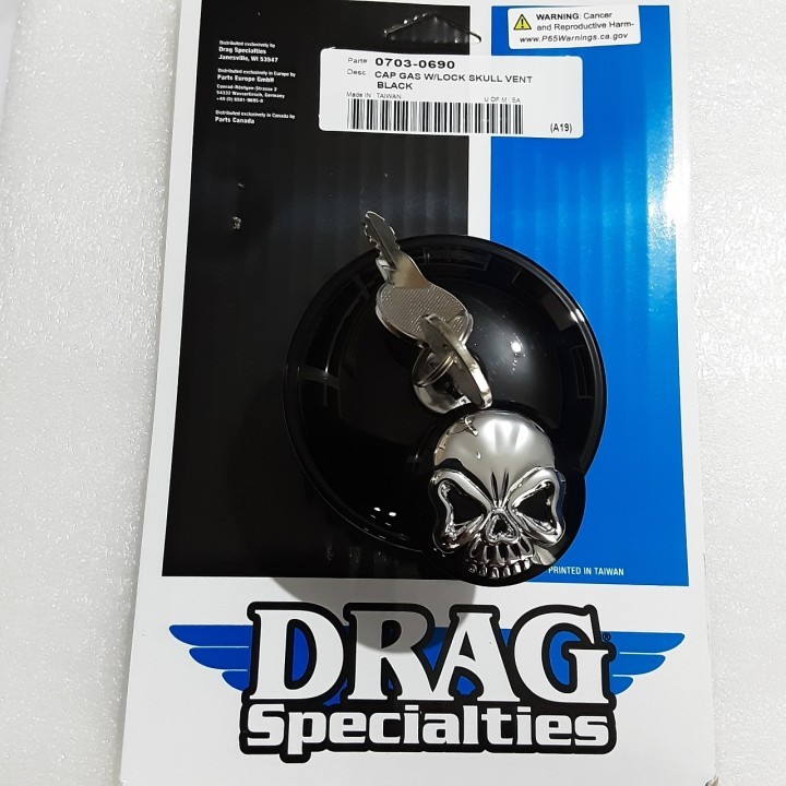 CHROME SCREW-IN LOCKING SKULL GAS CAP 