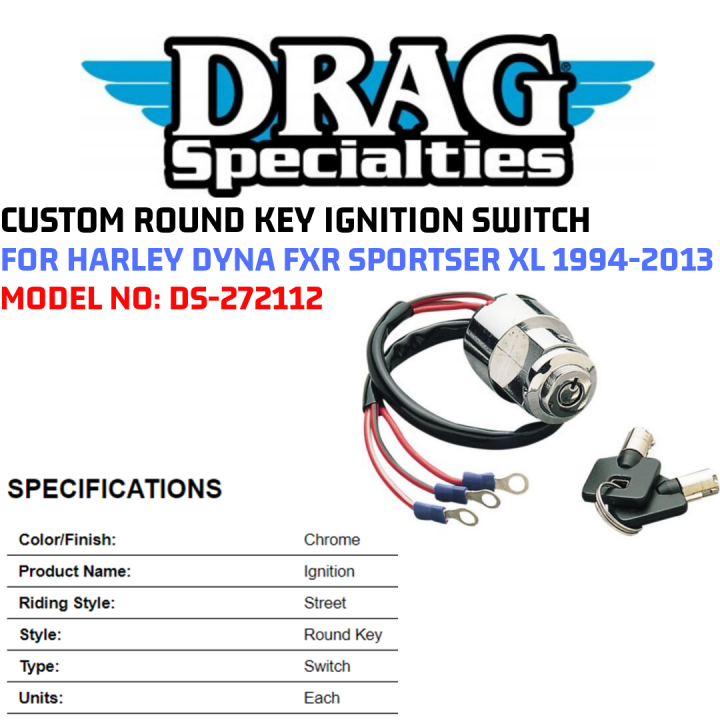 Jack 13 motor DRAG SPECIALTIES CUSTOM ROUND KEY IGNITION SWITCH FOR