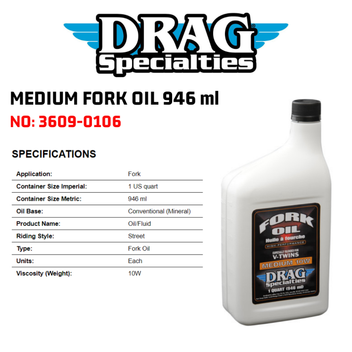 Jack 13 motor DRAG SPECIALTIES MEDIUM FORK OIL OLI HARLEY 946 ml 3609