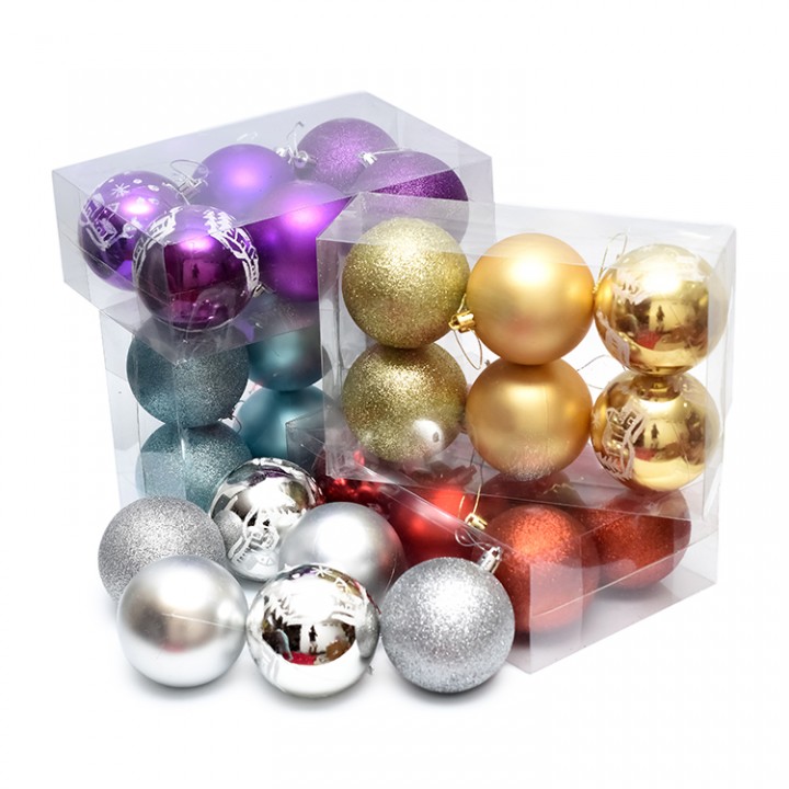 www.yeraya.com - Hiasan Bola Natal Tekstur Motif 8cm isi 6