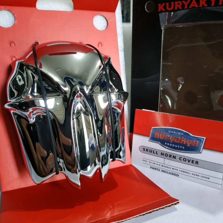 Jack 13 motor KURYAKYN CHROME SKULL HORN COVER FOR HARLEY DYNA