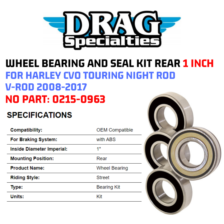 Budung Cycles WHEEL BEARING AND SEAL KIT REAR 1 INCH FOR HARLEY CVO