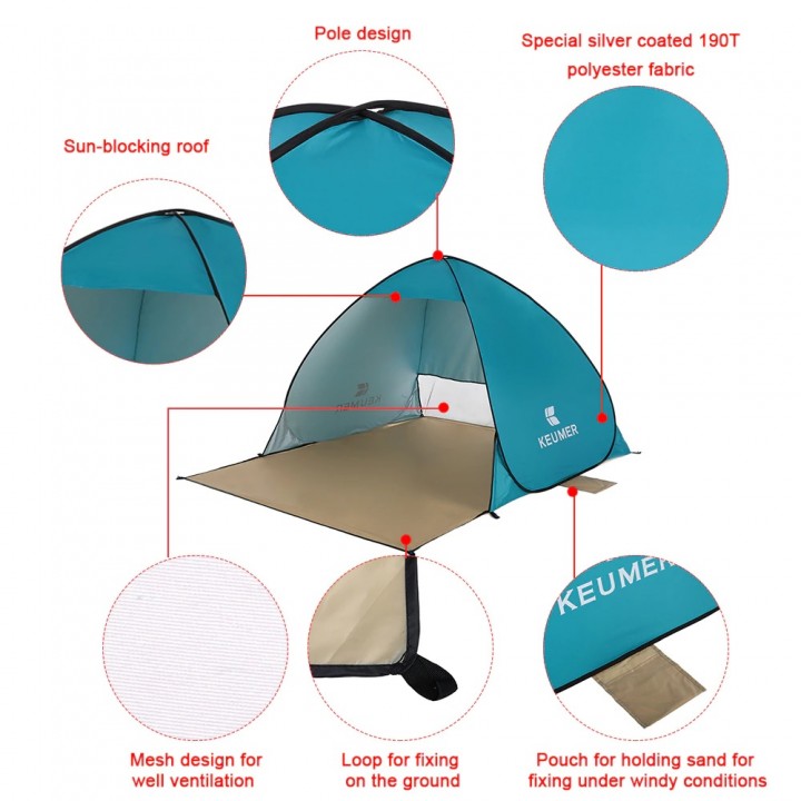 Tokuniku KEUMER Swift Open PopUp Tent Tenda Portabel Kapasitas 2 Orang