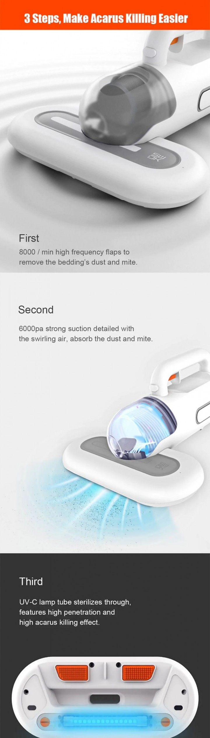 bed mattress vacuum cleaner swdk kc101 handheld for bedding sofa