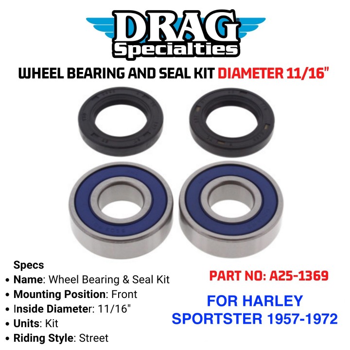 Budung Cycles DRAG SPECIALTIES WHEEL BEARING AND SEAL KIT DIAMETER 11