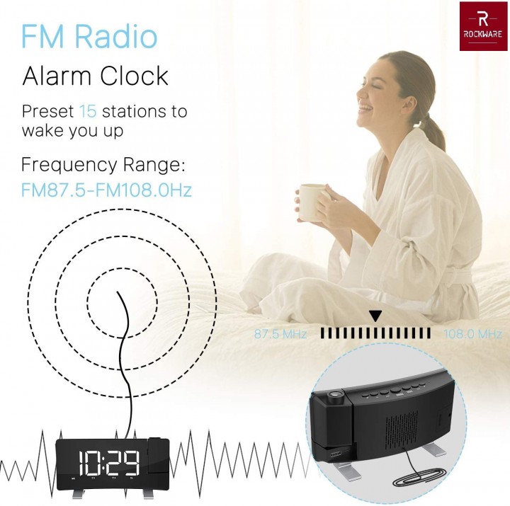 Tokuniku ROCKWARE RWEN8831 Jam Meja Proyektor FM Dual Alarm