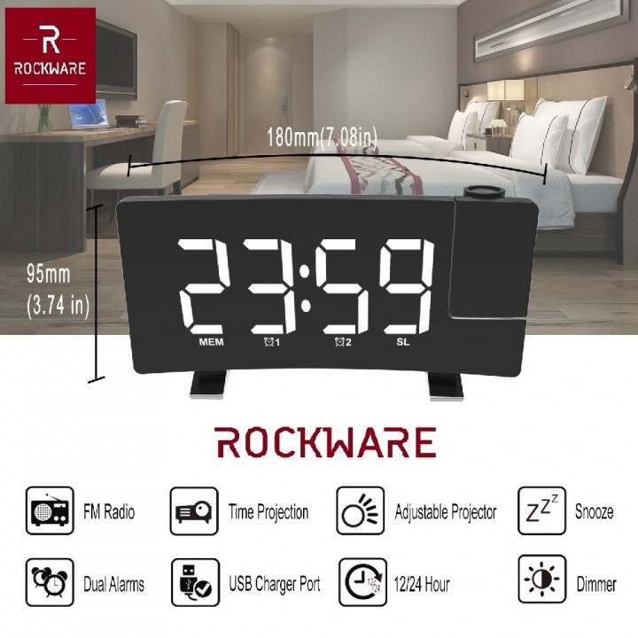Tokuniku ROCKWARE RWEN8831 Jam Meja Proyektor FM Dual Alarm