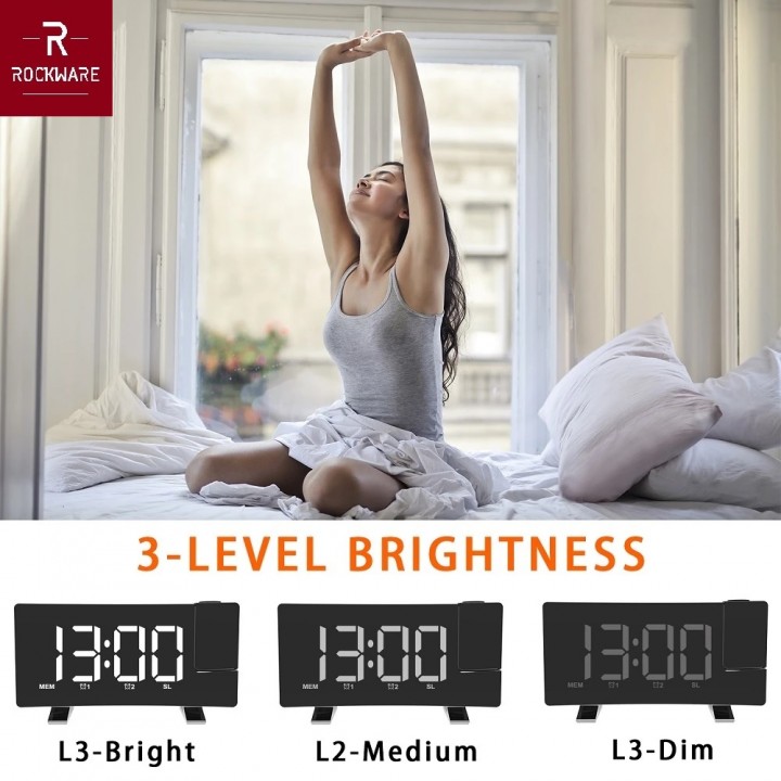 Tokuniku ROCKWARE RWEN8831 Jam Meja Proyektor FM Dual Alarm