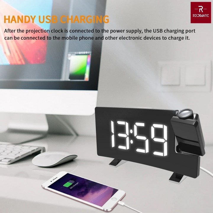 Tokuniku ROCKWARE RWEN8831 Jam Meja Proyektor FM Dual Alarm