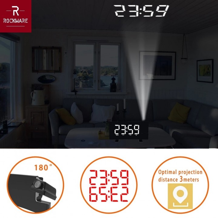 Tokuniku ROCKWARE RWEN8831 Jam Meja Proyektor FM Dual Alarm