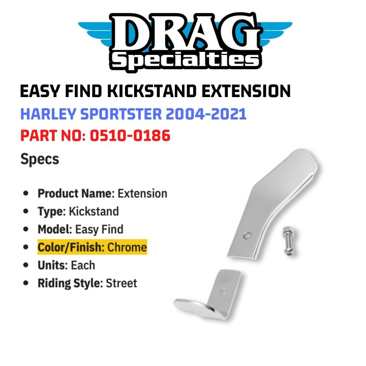 Jack 13 motor DRAG SPECIALTIES CHROME EASY FIND KICKSTAND EXTENSION