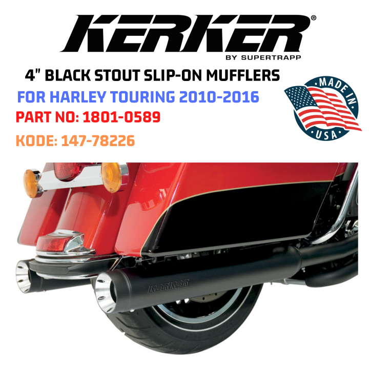 Jack 13 motor 4 INCH STOUT SLIPON MUFFLERS KERKER BLACK 1016 1801