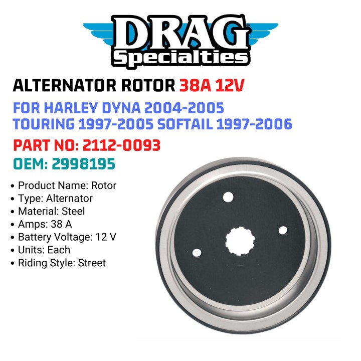 Budung Cycles - ROTOR 38 A 12 V FOR HARLEY DYNA 04-05 TOURING 97-05 ...