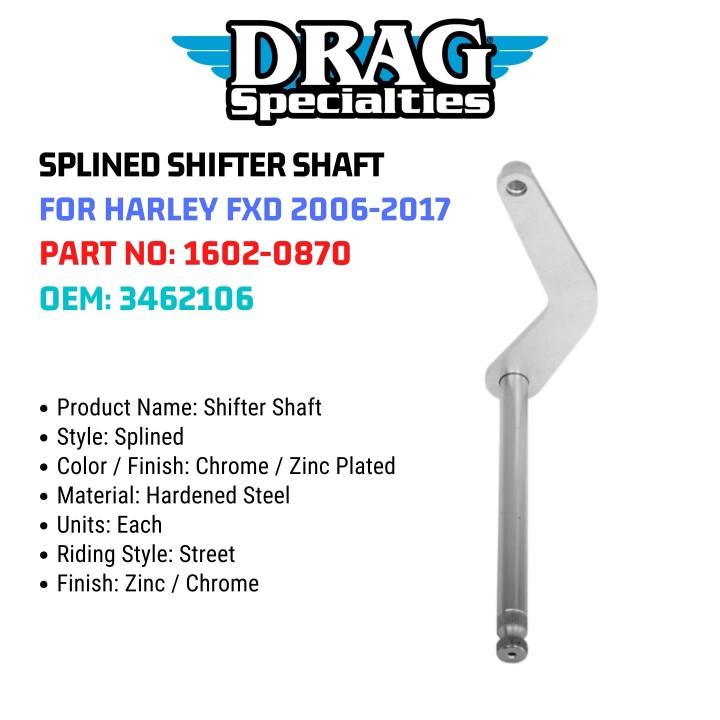 Jack 13 motor DRAG SPECIALTIES SPLINED SHIFTER SHAFT FOR HARLEY FXD