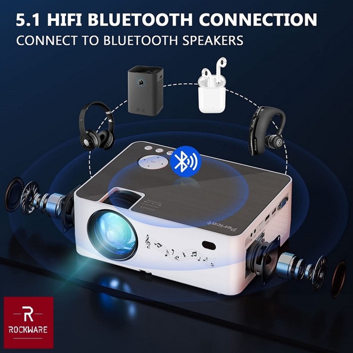 Tokuniku Proyektor ROCKWARE Q9 Screen Mirroring Projector 1080P 220