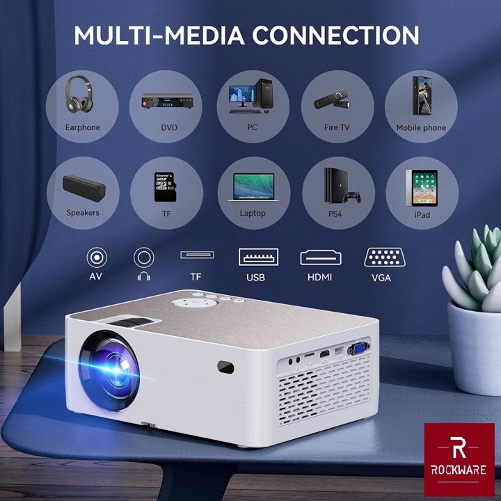 Tokuniku Proyektor ROCKWARE Q9 Screen Mirroring Projector 1080P 220