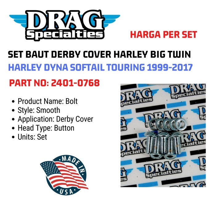 thumbnail image 2 of 11pc Harley Derby Cover Wrench & Screw Bolt Kit - Fits 1999-2019 - Black - USA 2 of 6