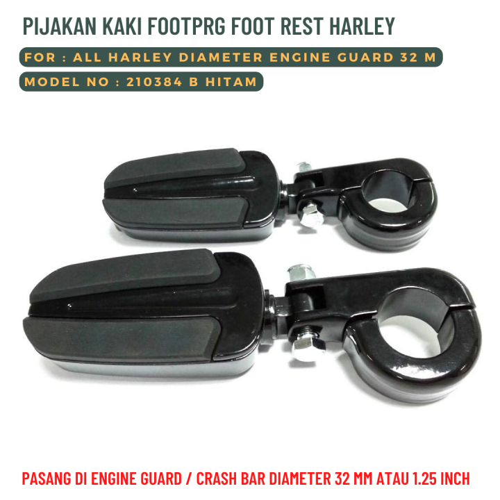Budung Cycles 1.25 INCH HARLEY CRASH BAR FOOT REST BLACK 210384B