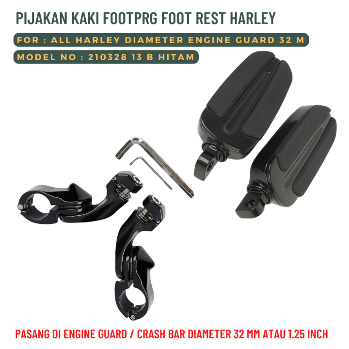 Budung Cycles 1.25 INCH HARLEY CRASH BAR FOOT REST BLACK PART NO