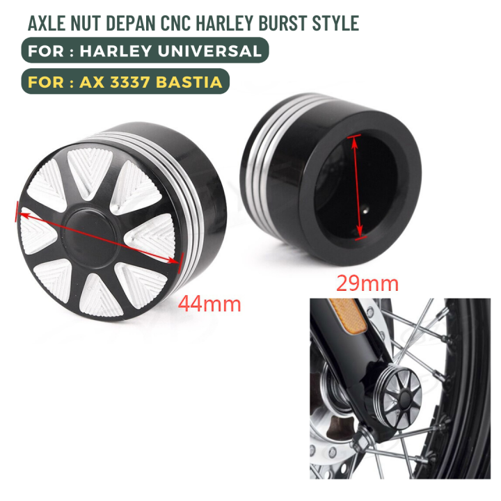 Budung Cycles AXLE NUT DEPAN CNC BURST STYLE UNIVERSAL HARLEY AX 3337