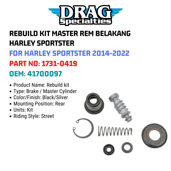 Jack 13 motor REBUILD KIT MASTER REM BELAKANG HARLEY SPORTSTER FOR