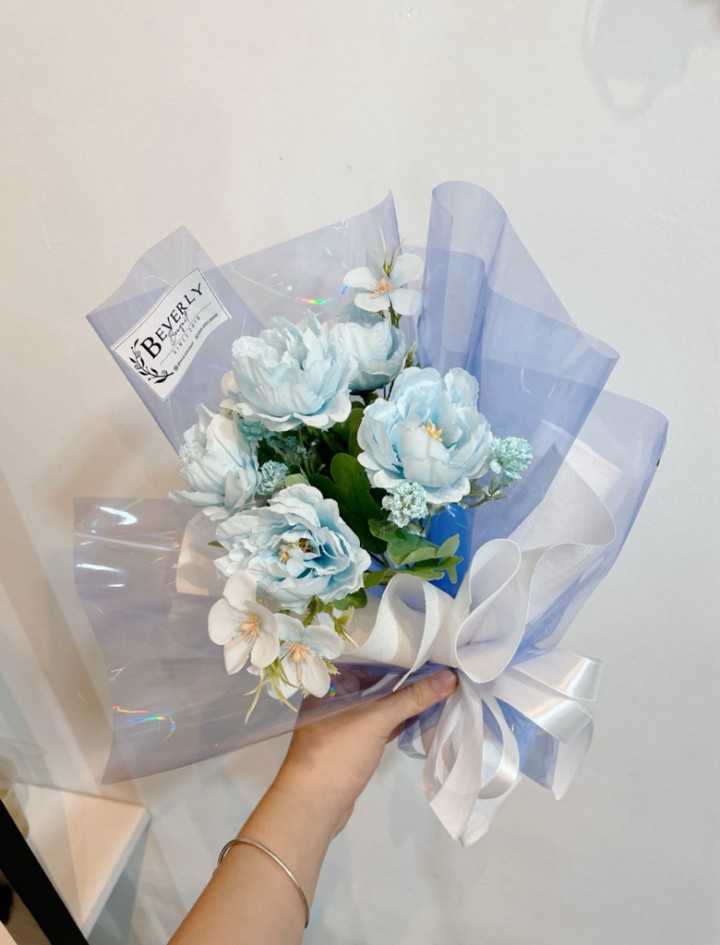 Peony blue artificial with hologram