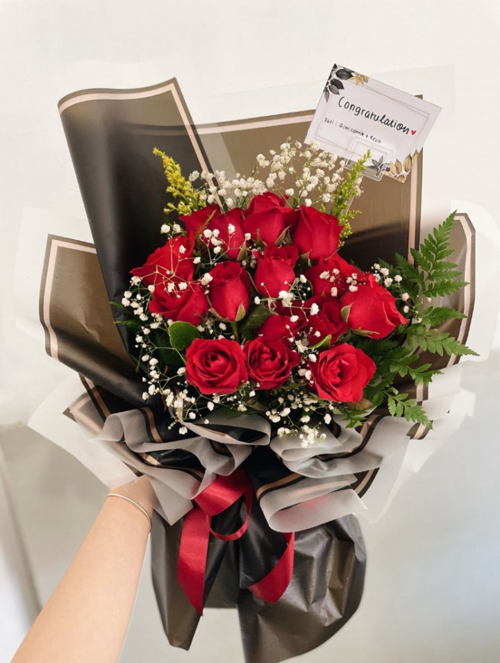 Premium Red Rose in Black