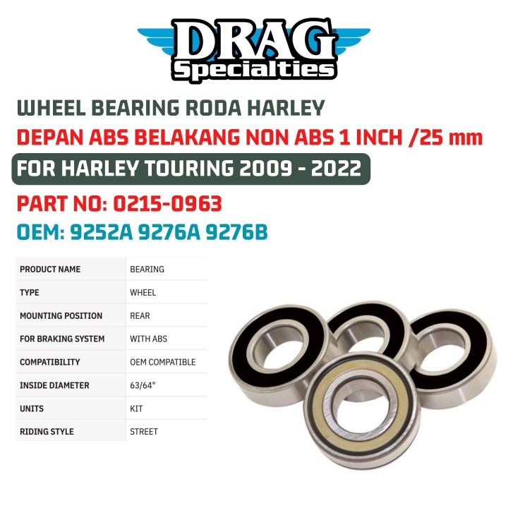 Budung Cycles WHEEL BEARING RODA HARLEY DEPAN ABS BELAKANG NON ABS 1