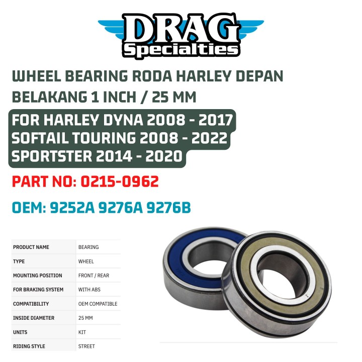 25MM Wheel Bearing Kit For Harley 25MM Wheel Bearing Kit With ABS ...