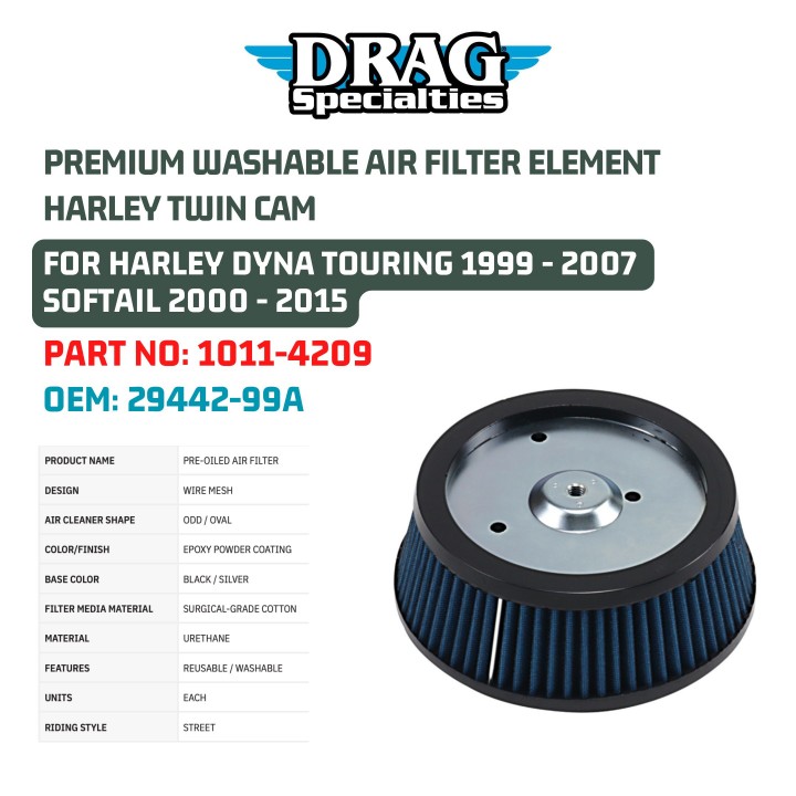 Motorcycle Air Cleaner Air Filter Intake Blue Element Cleaning For Harley Softai Motorcycle Air Cleaner Air Filter Intake Blue Element Cleaning For Harley Softai