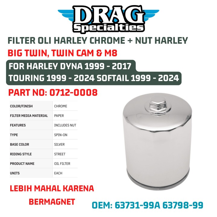 MotorFactory Chrome Oil Filter Fit For Harley Big Twins Models 1999-UP – USA