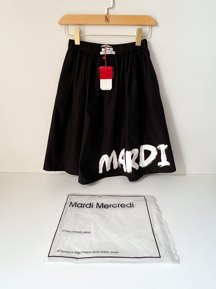 MARDI スカート　BRUSH LOGO Ready Then Sold - New Mardi Volume Midi Skirt Brush Logo BLACK
