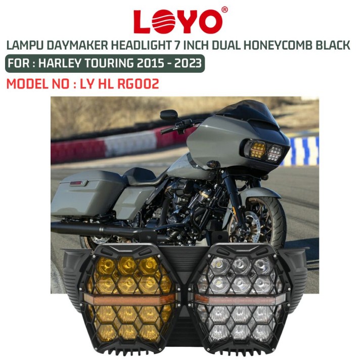 7NAGA - LAMPU DAYMAKER HEADLIGHT 7 INCH DUAL HONEYCOMB HARLEY