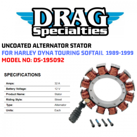 Drag Specialties HARLEY Alternator Stator 29970-88-BX-LB1 DS-195092