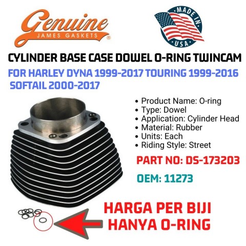 thumbnail image 2 of Genuine James Harley Davidson Cylinder Head Gasket With O-Rings - Fits 84-99 Big Twins & XL, 37575, JGI-16770-84-B 2 of 6