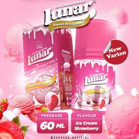 LUNAR SWEET STRAWBERRY ICE CREAM FREEBASE 60ML BY VAPEZOO E-LIQUID