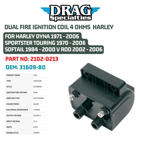 入荷なう Budung Cycles - DUAL FIRE IGNITION COIL 4 OHMS HARLEY FOR ウェア