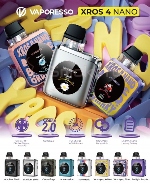 VAPORESSO XROS 4 NANO POD KIT 30W 1350mAh AUTHENTIC BY VAPORESSO