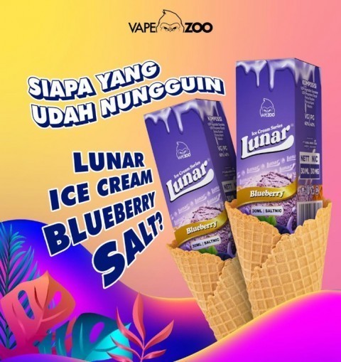 LUNAR ICE CREAM BLUEBERRY SALT NIC 30ML 30MG BY VAPE ZOO E-LIQUID