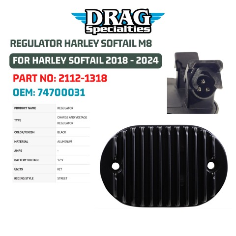 Budung Cycles - BLACK SOLID STATE REGULATOR HARLEY SOFTAIL