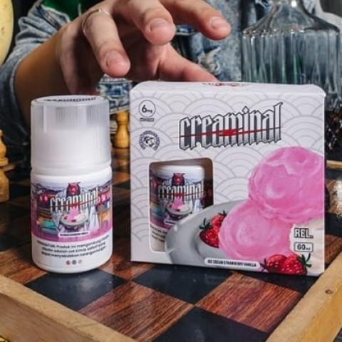 CREAMINAL ICE CREAM STRAWBERRY VANILLA  FREEBASE 60ML BY UNWISE
