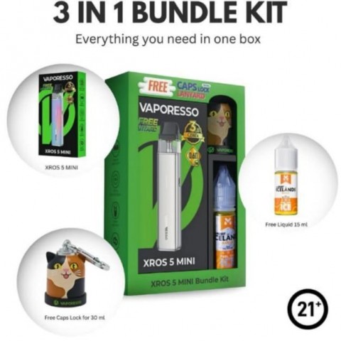 VAPORESSO XROS 5 MINI POD KIT BUNDLING LIQUID SALT NIC 15ML AUTHENTIC BY VAPORESSO