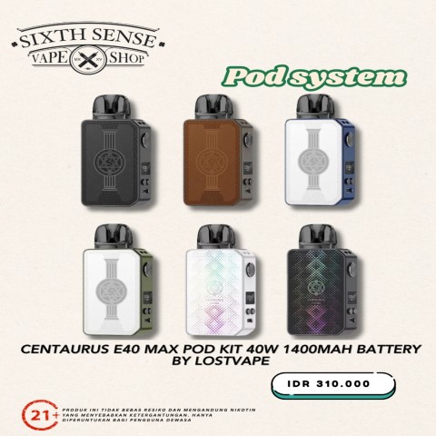 Sixthsensevape - Centaurus E40 Max Pod Kit 40W 1400Mah BY Lostvape Sixthsensevape - Centaurus E40 Max Pod Kit 40W 1400Mah BY Lostvape