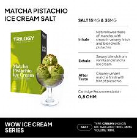 WOW V4 ICE CREAM MATCHA PISTACHIO SALTNIC 30ML BY TRILOGY X BLACKJACK E-LIQUID