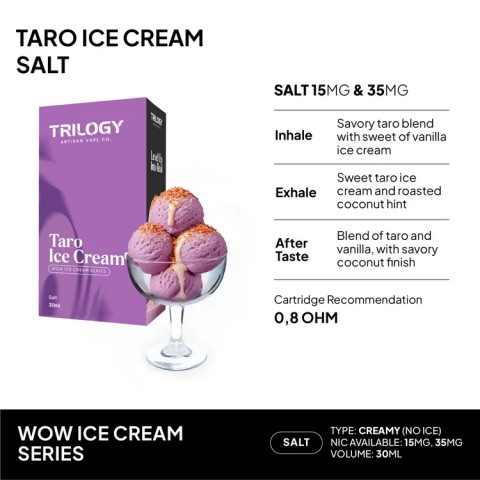WOW V3 TARO ICE CREAM SALTNIC 30ML BY TRILOGY X BLACKJACK E-LIQUID