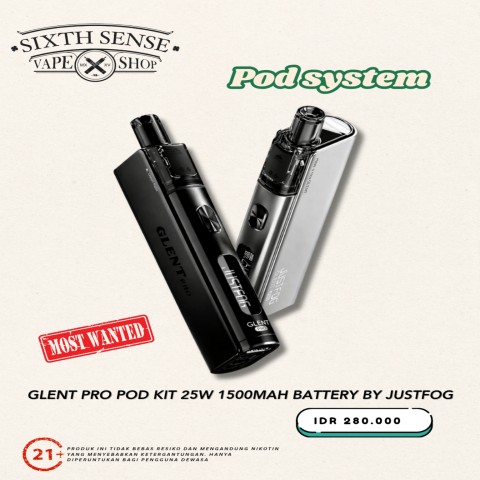 Sixthsensevape - Glent Pro Pod Kit 25W 1500Mah Battery By Justfog