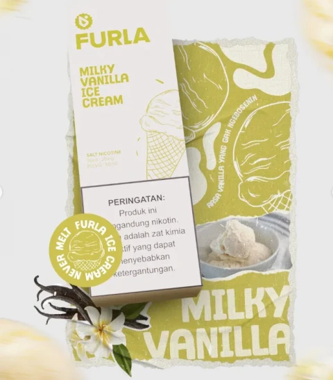 FURLA ICE CREAM MILKY VANILLA SALTNIC 30ML 25MG BY DJI DUNIAJUICE